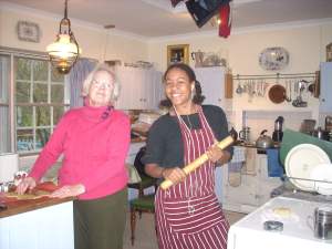Grandma's cooking class - Pamela and Zoe at work in the Longwood kitchen